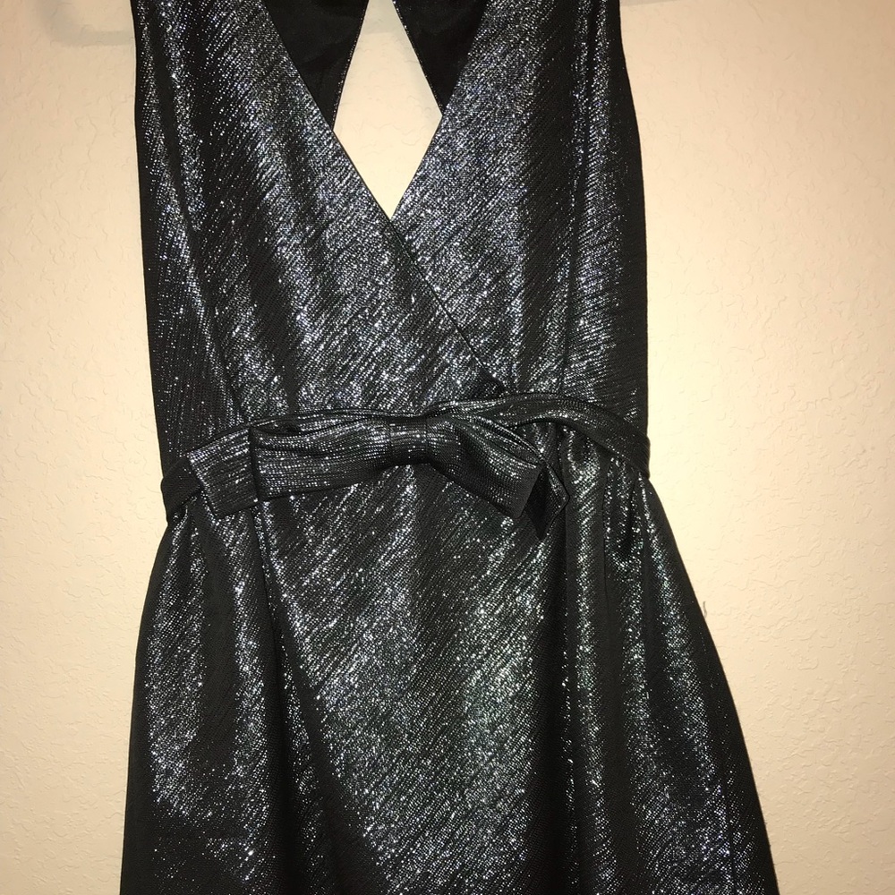 black sparky halter dress